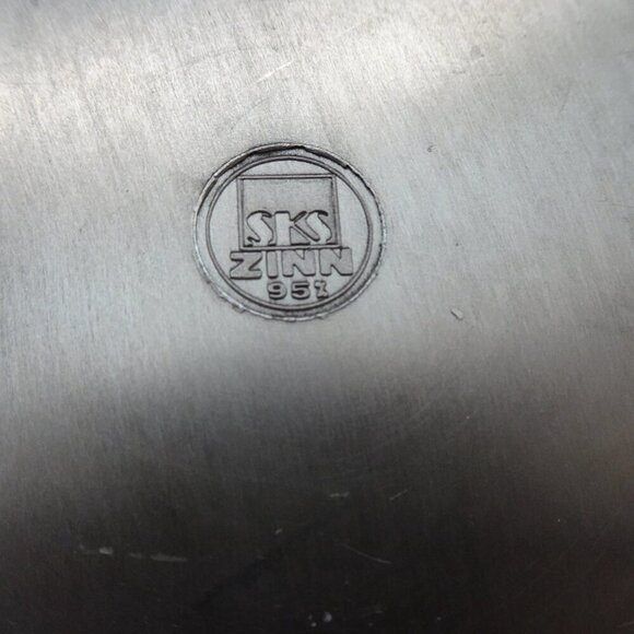 SKS Zinn 95% Pewter Plate Boys Fishing Where is the Fish? German Vintage 8 Inch - Picture 6 of 6